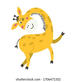 Cute cartoon little giraffe. Isolated element for stickers, cards, invites and posters
