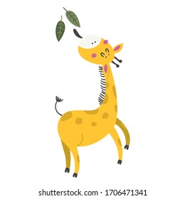 Cute cartoon little giraffe. Isolated element for stickers, cards, invites and posters