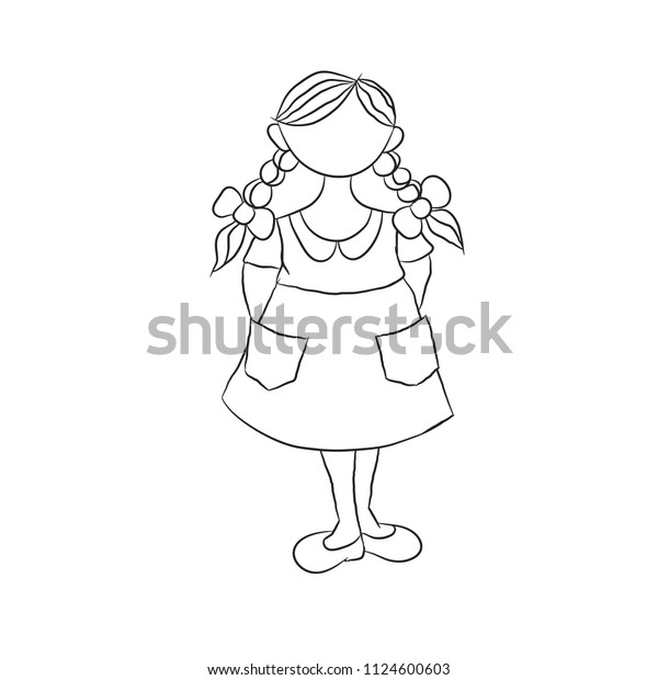 Cute Cartoon Little Girl Coloring Page Stock Vector (royalty Free 