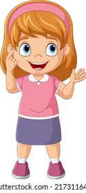 Cute cartoon little girl thinking