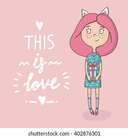 Cute Cartoon Little Girls 260nw 402876301 