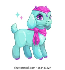Cute cartoon little goat princess. Vector childish illustration.