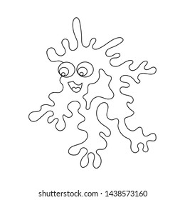 Cute cartoon little monster, Ghost . Black and white vector illustration for coloring.