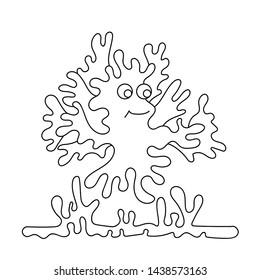 Cute cartoon little monster, Ghost . Black and white vector illustration for coloring.