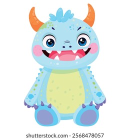 Cute cartoon little monster illustration for kids