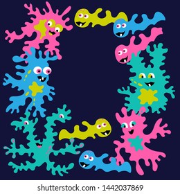 Cute cartoon little monsters . Doodle vector frame