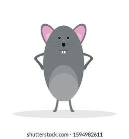 Cute cartoon little mouse isolated on white background. Stock vector illustration.