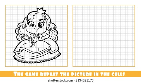 Cute cartoon little princess doll the game repeat the picture in the cells