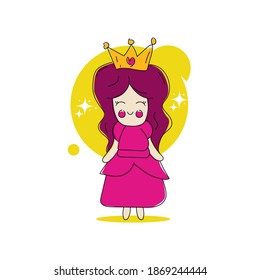 Cute cartoon little princess illustration design on white background
