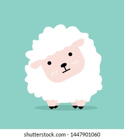 Cute cartoon little sheep flat design