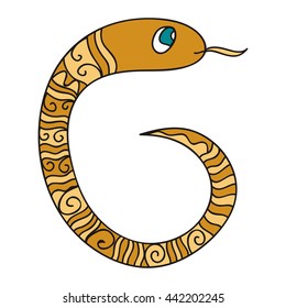 Cute cartoon little snake. Vector illustration.