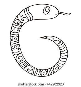 Cute cartoon little snake. Vector illustration.