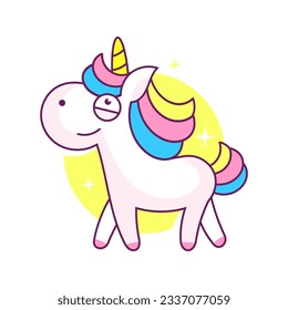 Cute cartoon little white baby horse with pink hair, vector illustration isolated on white, my little pony princess illustration svg