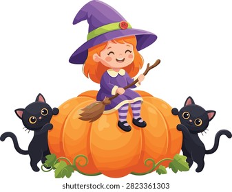 Cute cartoon little witch