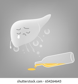 cute cartoon liver with health problem concept