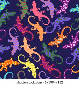 Cute Cartoon Lizard Kids Pattern Seamless