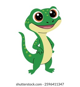 Cute cartoon lizard on a white background. Vector illustration for children.