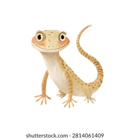 A cute cartoon lizard smiling directly