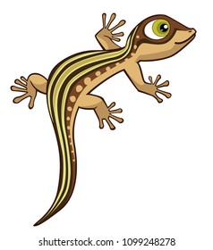 Cute Cartoon Lizard Vector Illustration Isolated on White	