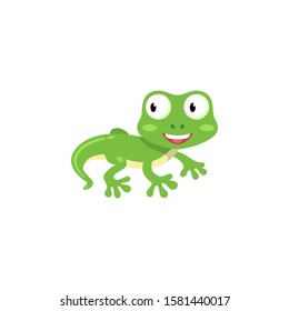 Cute cartoon lizard vector illustration, simple flat design template.