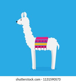 Cute cartoon Llama drawing on bright background