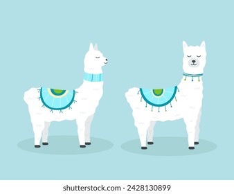 Cute cartoon llama icon. Vector illustration of a funny animal.