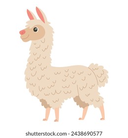 Cute cartoon llama vector children's vector illustration in flat style. For poster, greeting card and children's design