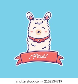 Cute cartoon llama in vector illustration. Animal isolated vector. Flat cartoon style