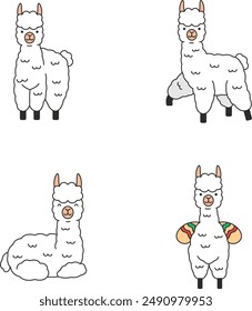 cute cartoon llama vector illustration