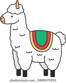 cute cartoon llama vector illustration