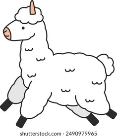 cute cartoon llama vector illustration