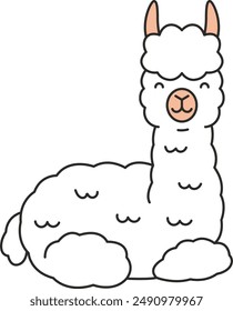 cute cartoon llama vector illustration