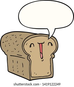 cute cartoon loaf of bread with speech bubble