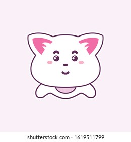 Cute cartoon logo of a white cat