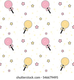 cute cartoon lollipop seamless vector pattern background illustration