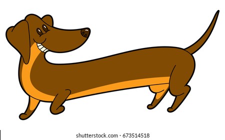 Cute cartoon long dachshund - vector illustation
