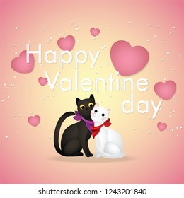 Cute cartoon, love cat in Valentine's Day.
