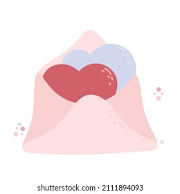 Cute cartoon love letter, envelope with heart icons. Hand drawn vector illustration. Valentine's day, wedding vector illustration for design. sweet element