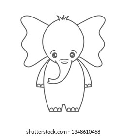 cute cartoon lovely black and white baby elephant vector illustration for coloring art