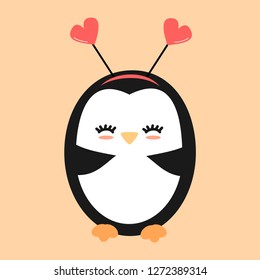 cute cartoon lovely penguin romantic vector valentine illustratiion