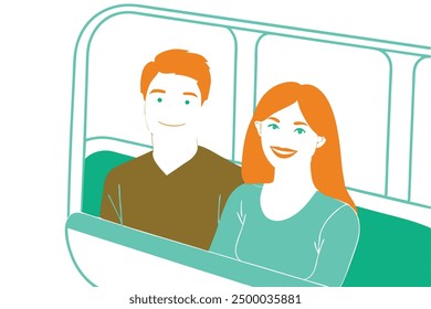 Cute cartoon of a loving couple traveling together, perfect for travel-themed designs and decor