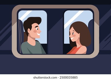 Cute cartoon of a loving couple traveling together, perfect for travel-themed designs and decor