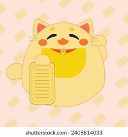 cute cartoon lucky cat maneki illustration 