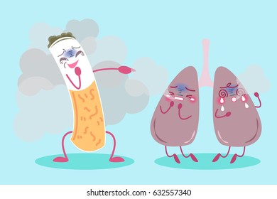 cute cartoon lung with health concept on blue background