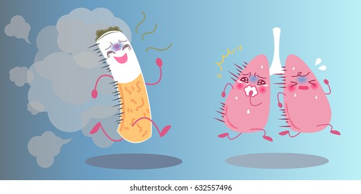 cute cartoon lung with health concept on blue background