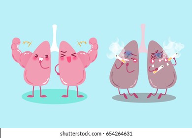 cute cartoon lung with health problem concept