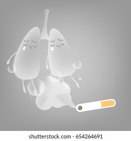 cute cartoon lung with health problem concept