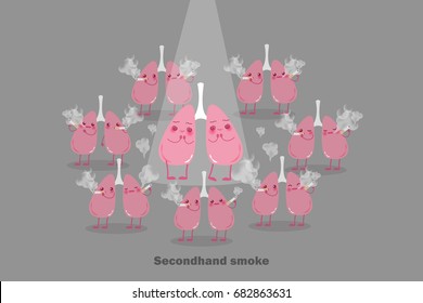 cute cartoon lung with health problem concept