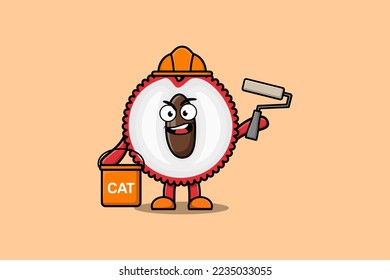 Cute Cartoon Lychee als Autorenmaler in einer modernen Design-Illustration