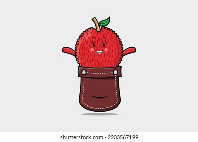 Cute Cartoon Lychee Charakter aus der Tasche so glücklich aussehen